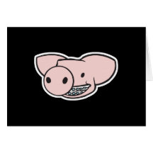 smiling pig with braces cards