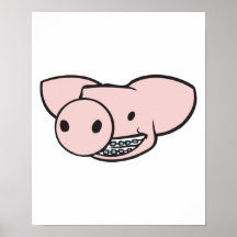smiling pig with braces poster