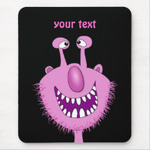 Smiling Pink Cute Monster With Beard Mousepad