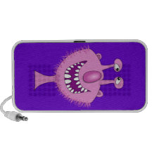 Smiling Pink Cute Monster With Beard Portable Speakers