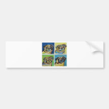 Smiling pugs pop art bumper stickers