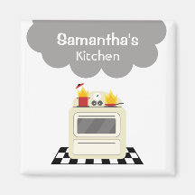 Smoke & Fire Retro Stove Kitchen Magnet
