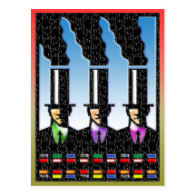 smoke stack business men Postcard