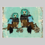 Smokey Rose Owls   Postcard postcards