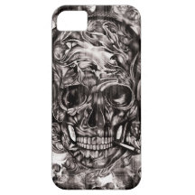 Smoking skull and headphones hand drawn artwork. iPhone 5 cover