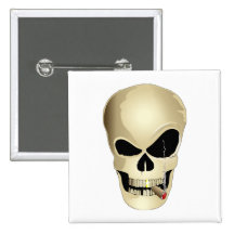 Smoking Skull Pinback Buttons