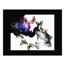 Smoking Wolf butterfly floral Photo Print