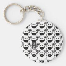 Smooth-Coated Border Collie in the Sheep Key Chains