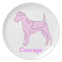 Smooth Fox Terrier Courage Cancer Awareness Plate