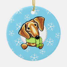 Smooth Red Dachshund Let it Snow Christmas Ornaments