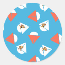 Smooth Red Dachshund Sailboats Blue Round Stickers