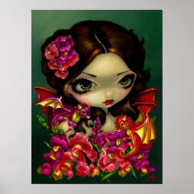 Snapdragon Fairy ART PRINT fantasy dragon flowers