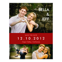 Snapshots Wedding in Red Save the Date Card Personalized Invite