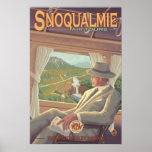 Snoqualmie Falls By Air, Washington Travel Poster
