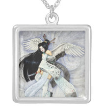 Snow & Feathers Geisha Necklace, Japanese Samurai