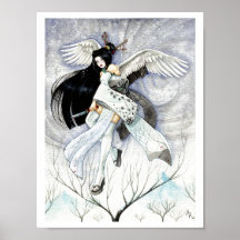 Snow & Feathers Large Geisha Japanese Art Print