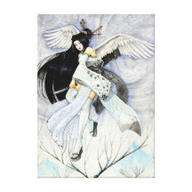 Snow & Feathers Ninja Geisha Wrapped Canvas Art Gallery Wrap Canvas