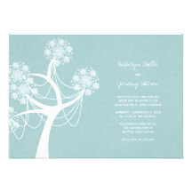 Snow Flower Tree Lights Winter Wedding Invitation