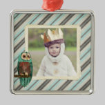 Snow Owl Stripes Photo Ornament ornaments