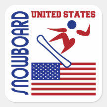 Snowboard United States Square Sticker