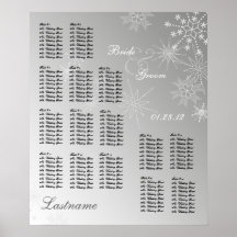 Snowflake Gem Silver Wedding Seating Chart Poster