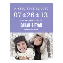 Snowflake Lavender Save the Date Photo Postcards