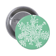 Snowflake (on Green) Pinback Button