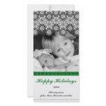 Snowflake Pattern with Green Photo Card