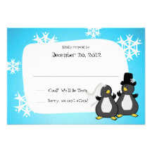 Snowflake Penguin Toon Reply Custom Invitation