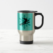 snowflake skiing coffee mug