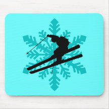 snowflake skiing mouse pad