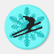 snowflake skiing refrigerator magnet