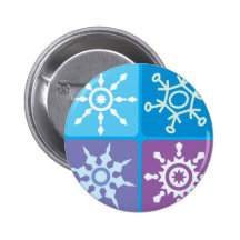 Snowflake Squares Pinback Buttons