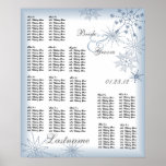Snowflake Wedding Seating Chart Blue Posters