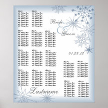 Snowflake Wedding Seating Chart Blue Posters