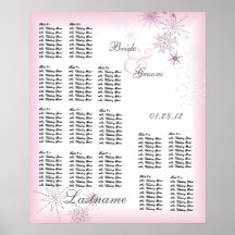 Snowflake Wedding Seating Chart Ice Berry Posters