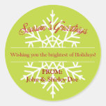 Snowflake Winter Christmas Gift Tag Labels Round Stickers
