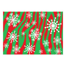 Snowflake Xmas Zebra Custom Invites