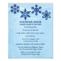 Snowflakes 8 x 10 Cocktail Table Menu for Framing Photo Art