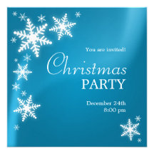 Snowflakes Blue Christmas Party invitation