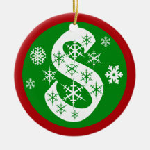 Snowflakes Monogram Letter S Christmas Ornament
