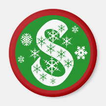 Snowflakes Monogram Letter S Fridge Magnet