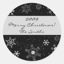 Snowflakes on Black Diamond Background Stickers