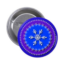 Snowflakes on Blue & Purple Pinback Buttons