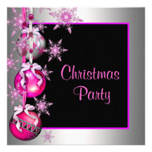 Snowflakes Ornaments Hot Pink Christmas Party Personalised Announcement