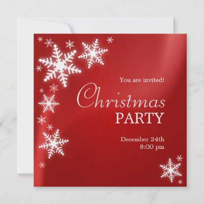 Snowflakes Red Christmas Party inv 