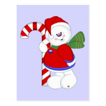 Snowman and Candycane Postcards