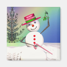 Snowman and Mistletoe Magnet