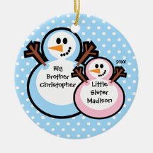 Snowman Big Brother & Lil Sis Christmas Ornament