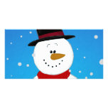 Snowman - Blue Photo Card